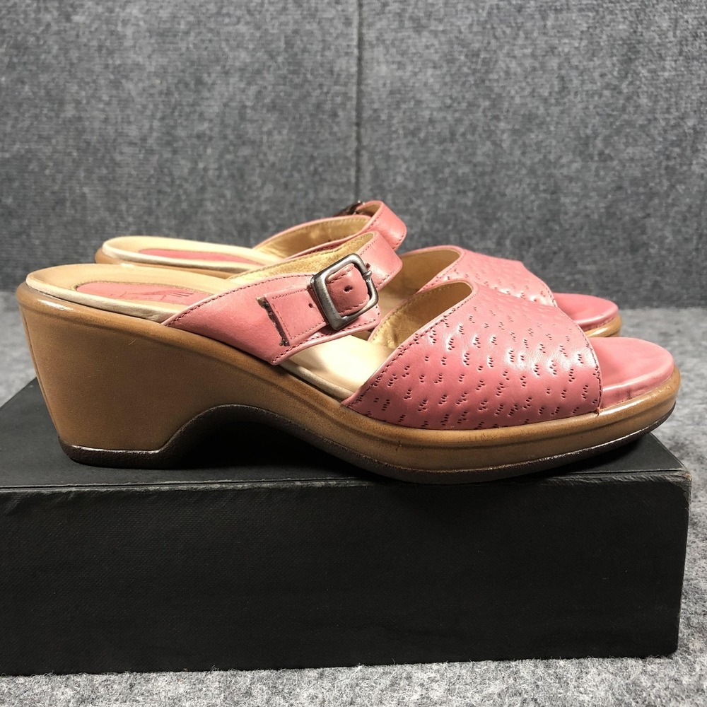 Dansko Sandals Womens 6.5 Pink Leather Slide Wedge Buckle Comfort Casual Shoes - Picture 8 of 16